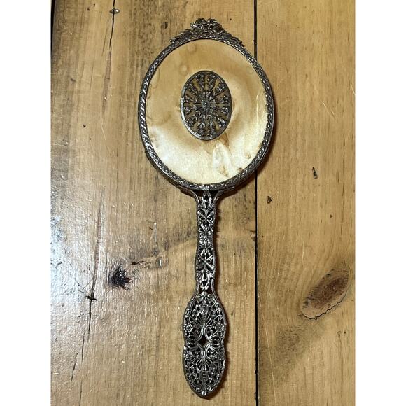 Vintage Victorian Hand-Held 14” Vanity ornate mirror - Picture 2 of 11